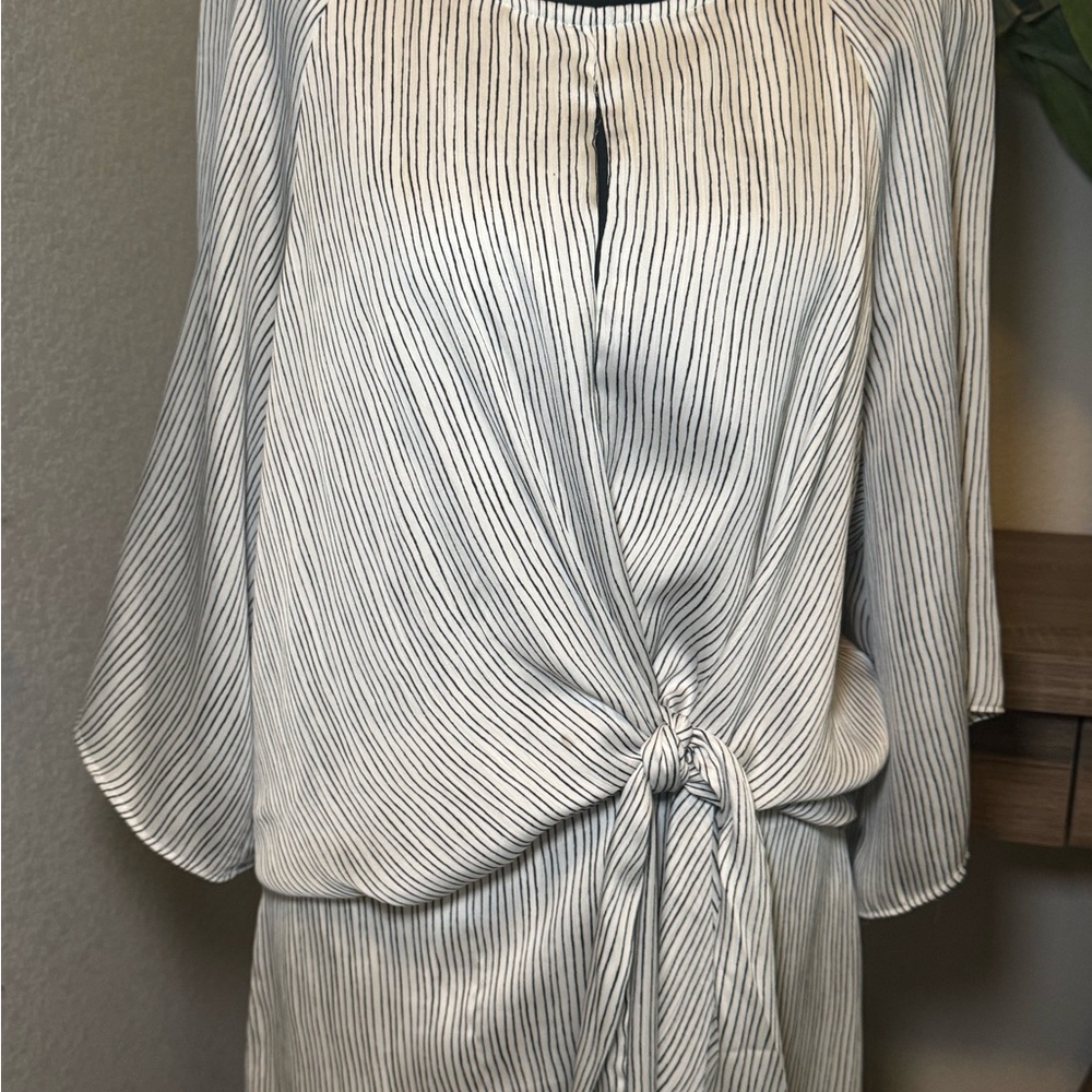 Striped Tie-Front Blouse